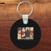 Rendier Santa Snowman Kerstboom Familie Sleutelhanger (Voorkant)