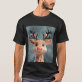 Rendier Schattigee kerstgeest met jingle bells T-shirt (Voorkant)