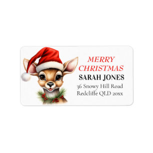 Rendier  Schattigee vrolijke kerstwensen Etiket