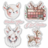 Rendier Sfeer Glam Kerstmis Sticker (Voorkant)