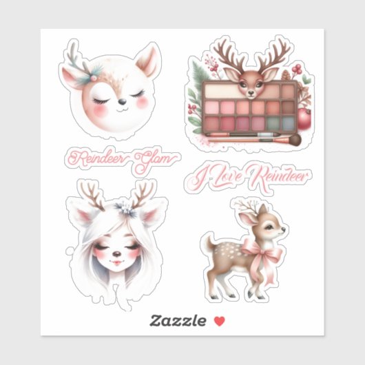 Rendier Sfeer Glam Kerstmis Sticker (Vel)