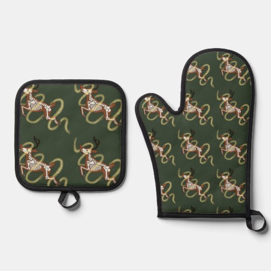 Rendier Skelet Ovenwant & Pannenlap Set (Voorkant)