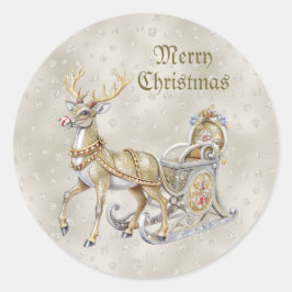 Rendier slee Christmas sticker