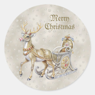 Rendier slee Christmas sticker