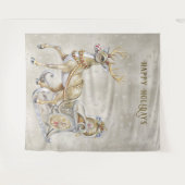 Rendier slee Holiday Achtergrond Wandkleed (Voorkant (horizontaal))
