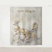 Rendier slee Holiday Achtergrond Wandkleed (Voorkant)