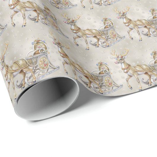 Rendier slee holiday inpakpapier (Rol Hoek)