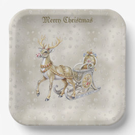 Rendier slee holiday papieren bord