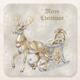 Rendier slee holiday papieren coasters kartonnen onderzetters