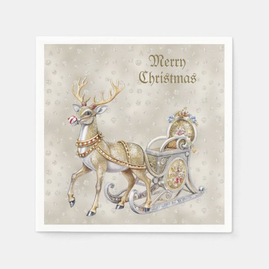 Rendier slee holiday servet (Voorkant)