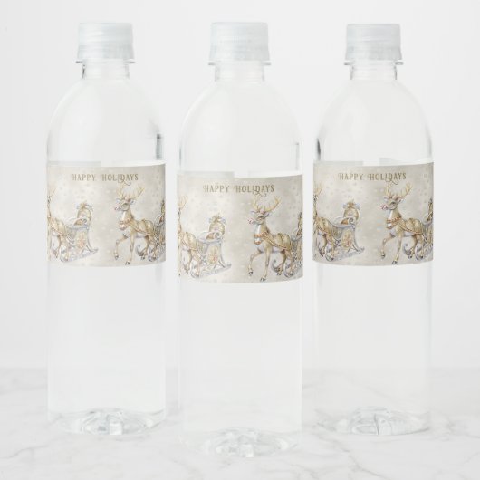 Rendier slee holidays waterfles etiket (Flessen)