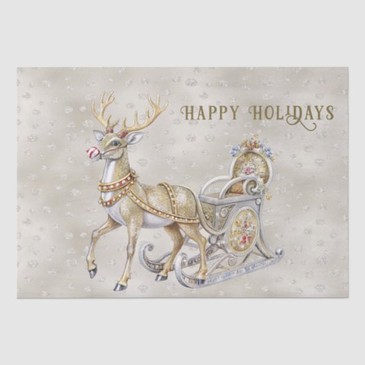 Rendier slee holidaysfeer tissuepapier (Voorkant)