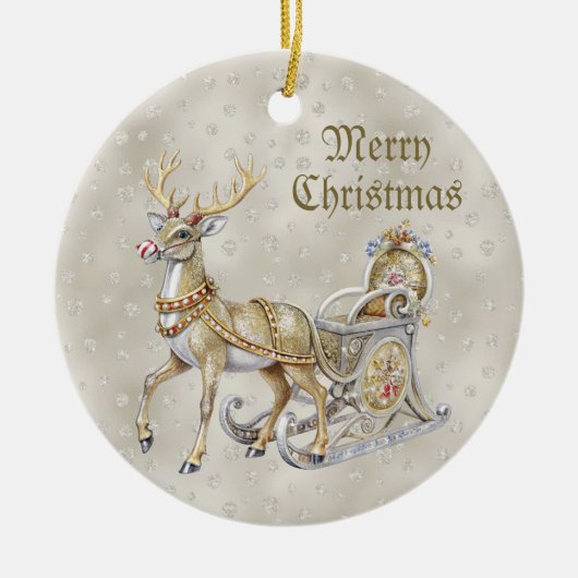 Rendier slee kerst vakantie ornament (Voorkant)