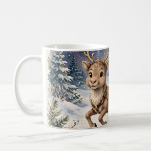 Rendier slee kerstcadeau aquarel winter N Koffiemok