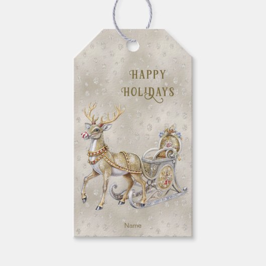 Rendier slee Kerstcadeautag Cadeaulabel (Voorkant)
