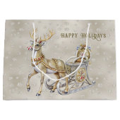 Rendier slee kerstcadeautas groot cadeauzakje (Voorkant)