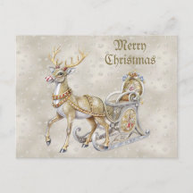 Rendier slee kerstvakantie kerstkaart