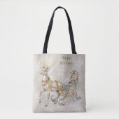 Rendier slee slee feest boodschappentas tote bag (Voorkant)