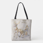 Rendier slee slee feest boodschappentas tote bag (Achterkant)