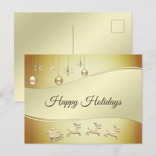 Rendier Sleigh Christmas Balls Briefkaart (Voorkant / Achterkant)