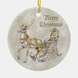 Rendier Sleigh Christmas Holiday Ornament