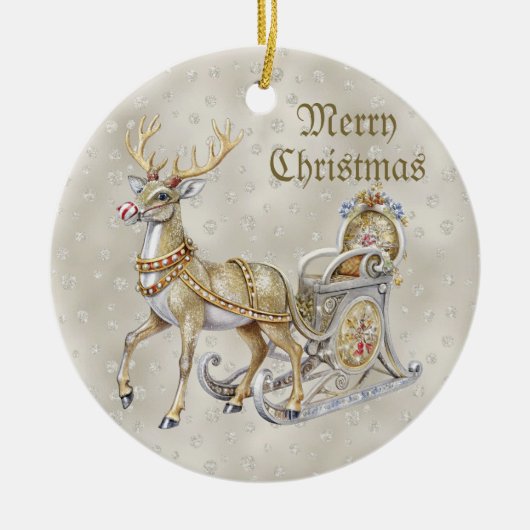 Rendier Sleigh Christmas Holiday Ornament (Voorkant)