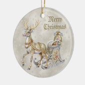 Rendier Sleigh Christmas Holiday Ornament (Links)