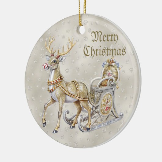 Rendier Sleigh Christmas Holiday Ornament (Links)