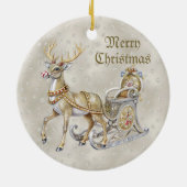 Rendier Sleigh Christmas Holiday Ornament (Achterkant)