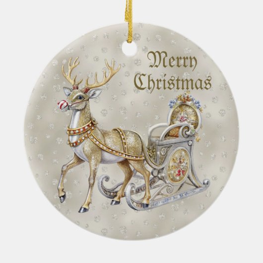 Rendier Sleigh Christmas Holiday Ornament (Achterkant)