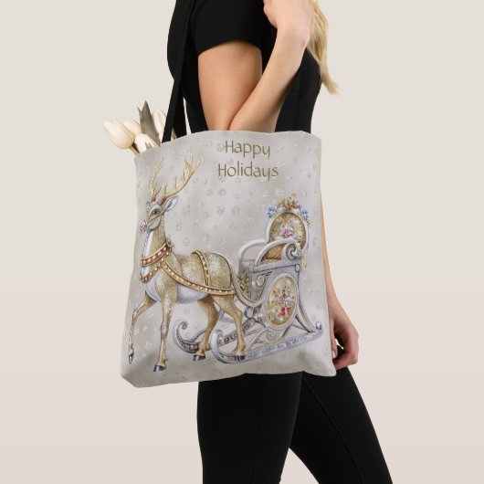 Rendier Sleigh Holiday Canvas tas (Dichtbij)
