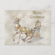 Rendier Sleigh Holiday Christmas Briefkaart