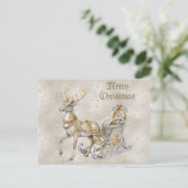 Rendier Sleigh Holiday Christmas Briefkaart (Staand voorkant)