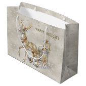 Rendier Sleigh Holiday Gift Bag Groot Cadeauzakje (Achterkant Gekanteld)