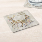 Rendier Sleigh Holiday Paper Onderzetter (Schuin)