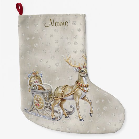 Rendier Sleigh Holiday Stocking Grote Kerstsok (Voorkant)