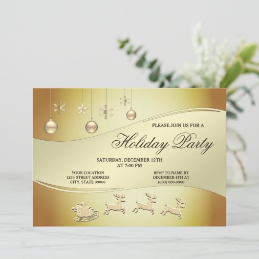 Rendier Sleigh Kerstballen Uitnodiging (Staand voorkant)