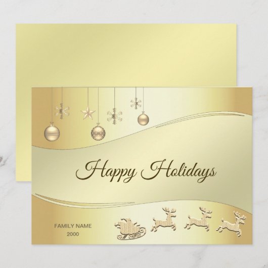 Rendier Sleigh Kerstballen Vakantie Kaart (Voorkant / Achterkant)