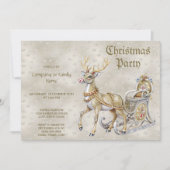 Rendier Sleigh kerstfeest uitnodiging (Voorkant)