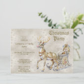 Rendier Sleigh kerstfeest uitnodiging (Staand voorkant)
