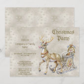 Rendier Sleigh kerstfeest uitnodiging (Voorkant / Achterkant)