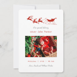 Rendier & Sleigh Kerstmis Geboorteaankondiging Aankondiging