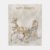 Rendier Sleigh Vakantie Fleece Deken (Voorkant)