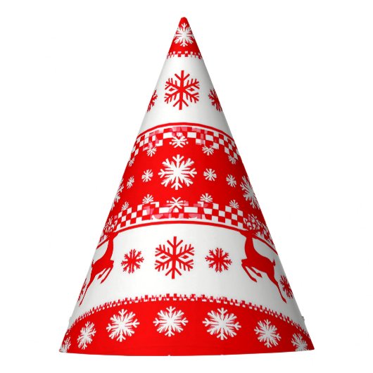 🎄 Rendier Sneeuw Feest Rode Feeststijl Feesthoedjes (Voorkant)