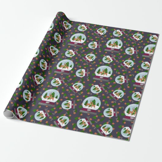 Rendier Sneeuwbollen Cadeaupapier (Uitgerold)
