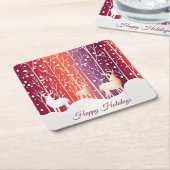 Rendier Sneeuwvakantie Kartonnen Onderzetters (Schuin)