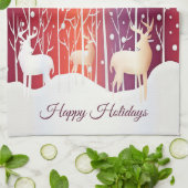 Rendier Sneeuwvakantie Theedoek (Gevouwen)