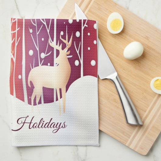 Rendier Sneeuwvakantie Theedoek (Quarter Fold)