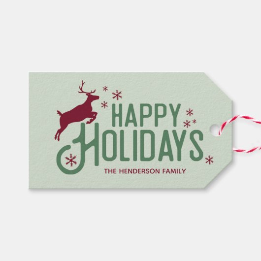 Rendier sneeuwvlok Kerst Holiday Label Cadeaulabel (Voorkant (Horizontaal))
