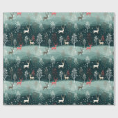 Rendier Sneeuwvlok Kerstliedje Cadeauverpakking Cadeaupapier (Vlak)